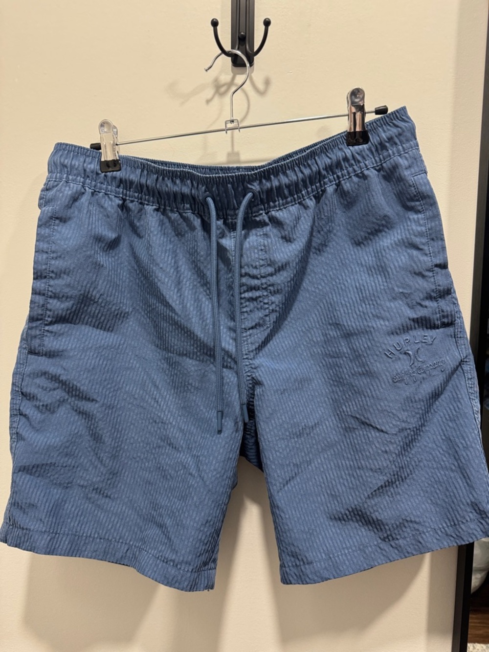 Hurley Indigo Blue Drawstring Seersucker Shorts